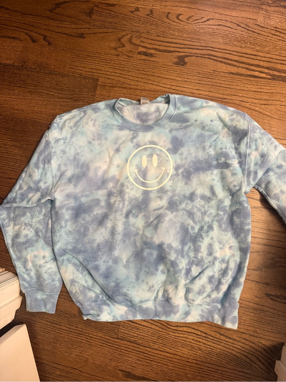 Blue Tie-Dye Smiley Crewneck